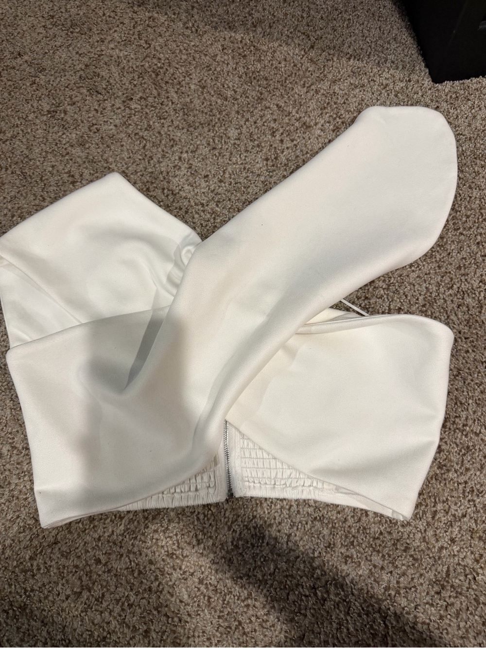 White Strapless Twist Front Bustier Top